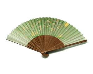 SILK FAN, PURPLE BUTTERFLY AND FLOWER (HF-221)