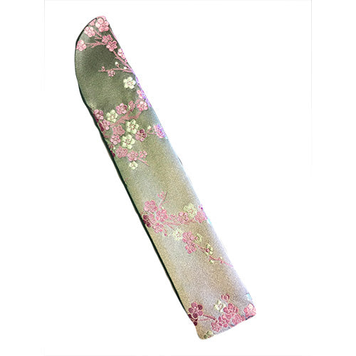 FAN BAG, GRAY W/ PINK CHERRY BLOSSOMS (HF-38/GRY)