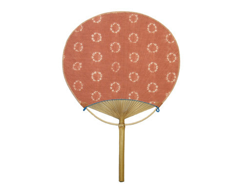 ROUND FAN,PALE RED W/WHITE CIRCLES (HF-56)