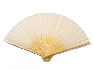 SILK FAN,WHITE SILK, WITH NATURAL BAMBOO FRAME (HF-75)