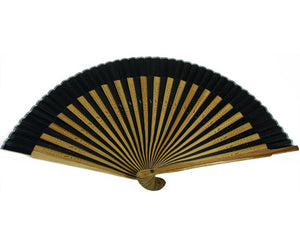 SILK FAN, BLACK SILK, BROWN AND BLACK MIX BAMBOO FRAME (HF-79)