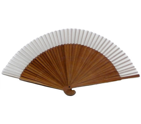 SILK FAN, LIGHT BEIGE, BROWN BAMBOO FRAME (HF-81)