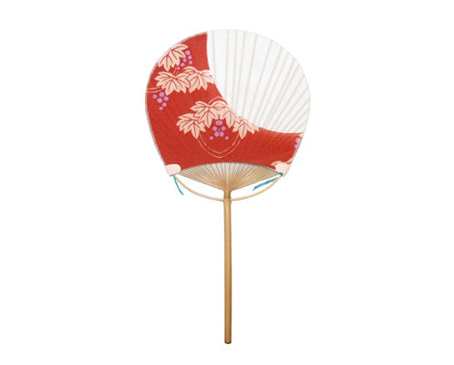 FLAT FAN, RED PAULOWNIA LEAF DESIGN (HF-90)