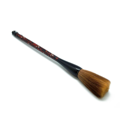 Brush, Red Lacquer W/ Inlaid Shell Handle, Badger And Goat Hair. #HSB110