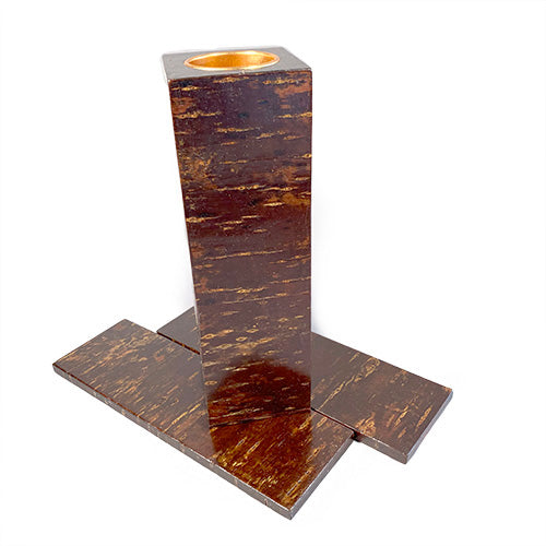 Cherry Bark, Tall Square Vase W/ 2 Cherry Bark Slats. #PT-211