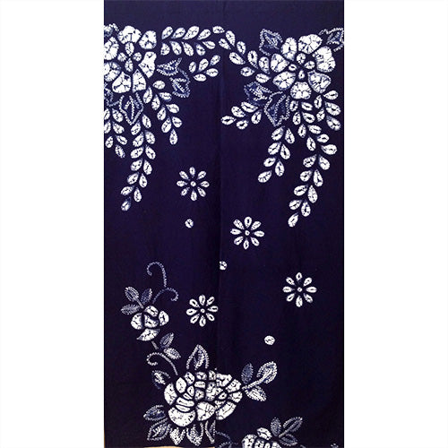 NOREN, INDIGO COTTON SHIBURI,FLOWERS AND VINES.  (YN-100)