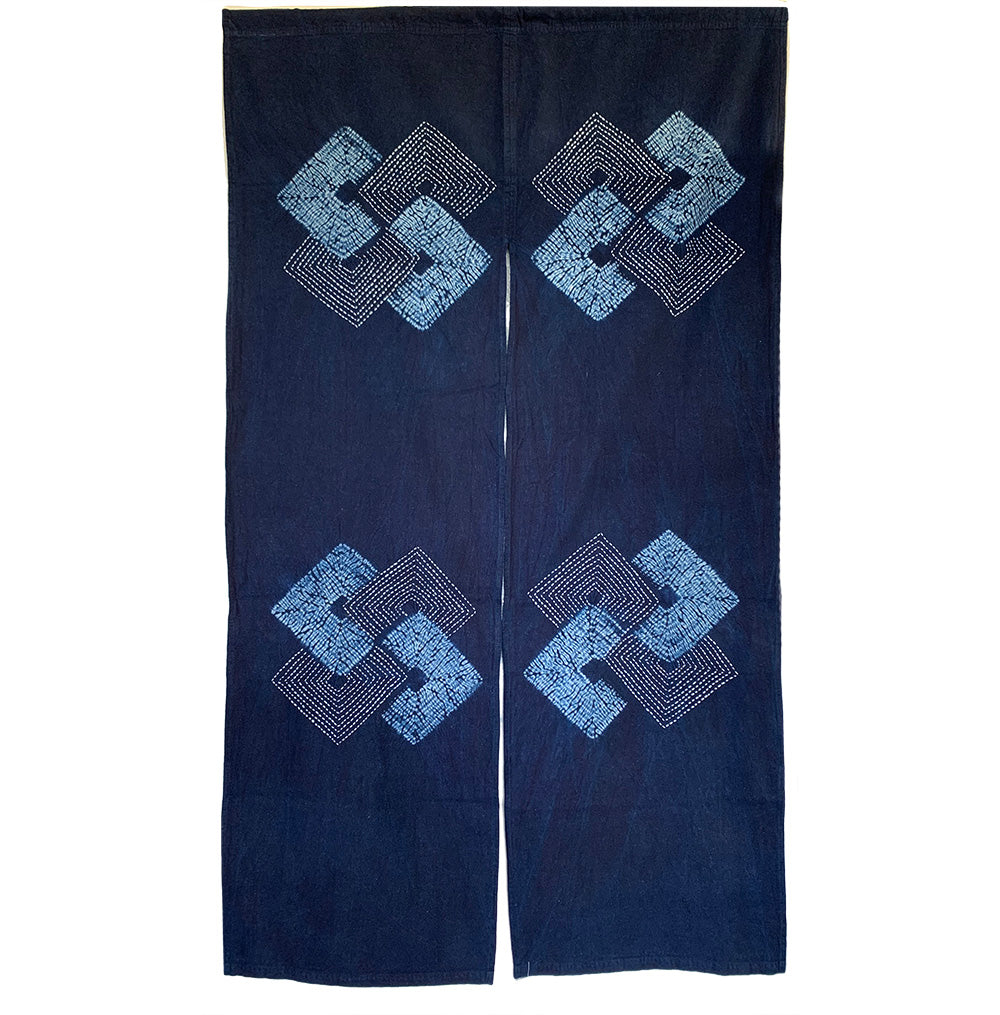 Noren, Indigo Cotton Shiburi, 4 Squares (#YN-118)